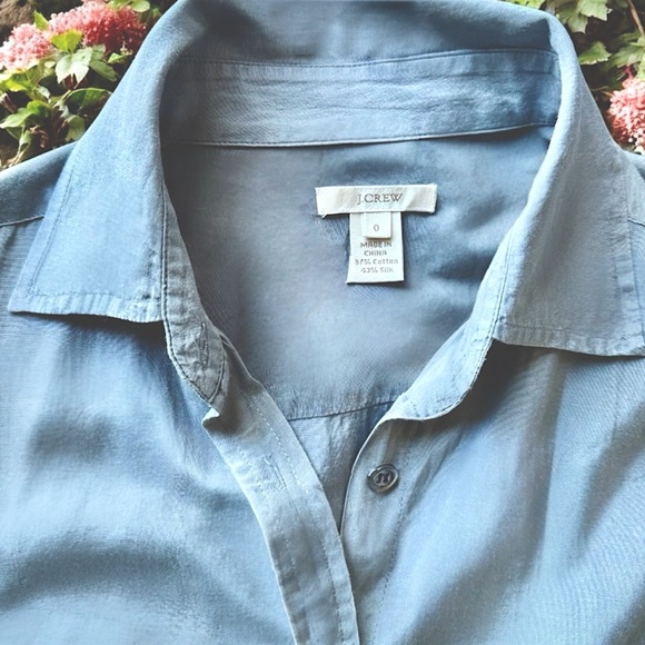 SILK 🔥 J.Crew Gray Silk Shirt - Button-Down Top, Gray Sheen ⭐️Picks up the light - Picture 7 of 11